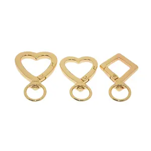 Hot Sales Heart Shaped Metal Key Ring for Handbag Accessories Zinc Alloy Handbag Swivel Spring Ring