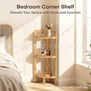 Estante de almacenamiento de tres niveles para baño, de madera, con forma triangular, duradero y multiusos, para artículos de tocador y plantas suculentas - Product Image 4