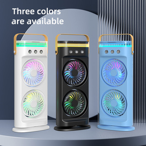 Ventilador de <span class=keywords><strong>Escritorio</strong></span> Recargable USB de Doble Cabezal con Control <span class=keywords><strong>Remoto</strong></span>, Función de Humidificación y Niebla de Hielo para Automóviles y Autocaravanas - Product Image 5