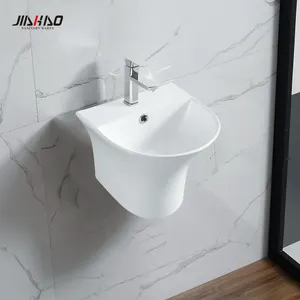 JIAHAO-lavabo de cerámica con diseño colgante para pared, lavabo pequeño de baño, precio más bajo