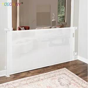 Baby Retractable Mesh Barrier Gates Child Stair Safety Gate Stair Barrier Gate Baby Retractable Stair Gate