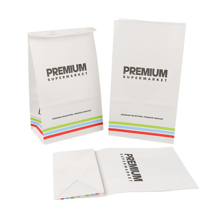 disposable recyclable custom printed logo Bread food Packaging kraft paper bag with your own logo
