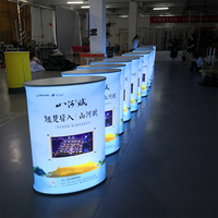 Table de Comptoir Rectangulaire Pliable pour Salon Professionnel, Stand d'Exposition Pop-up avec Lumière LED