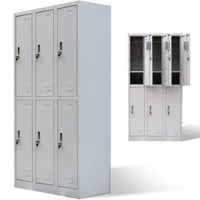 Casier à 6 portes Design moderne en fer pour salle de sport Vestiaire étudiant Garde-robe pour bureau à domicile, hôpital ou atelier
