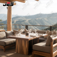 Juego de Muebles de Exterior de Madera Maciza Modernos y Lujosos con Sofá Impermeable para Uso en Restaurantes junto al Mar