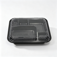 Boîtes à emporter en gros de grande taille, de qualité alimentaire, à 5 compartiments, contenants alimentaires jetables, sans BPA, en plastique PS, boîtes à lunch bento avec couvercle