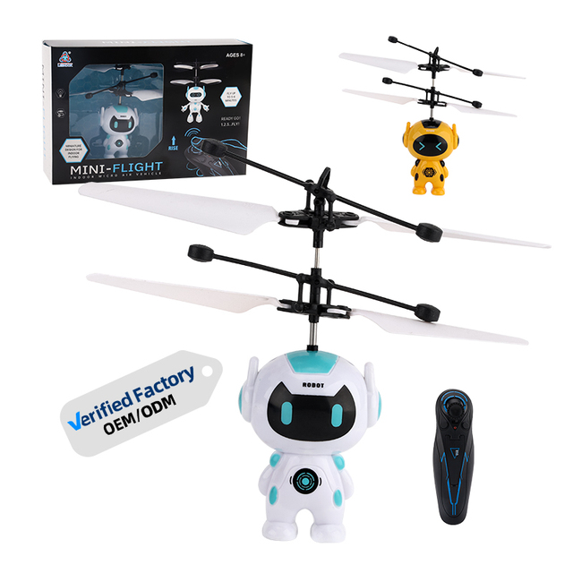 Levitation Luminous Robot Flying Toy Hand Gestures Induction Aircraft Infrared Remote Control Suspension Cartoon Figure