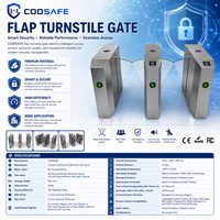 Barrière de portail avec lecteur d'empreintes digitales et de cartes RFID, mécanisme de contrôle d'accès de sécurité, tourniquet à ailettes