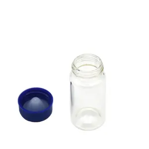 Neuankömmling 7ml Glas fläschchen Glasflasche mit Schraub hals und blauer Plastik kappe Schmetterlings logo kappe