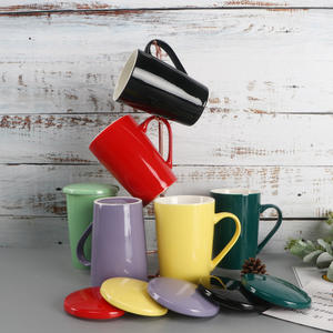 Nordic Style Ceramic <b>Mug</b> With Lid And Spoon Solid Color Home Coffee <b>Tea</b> Cup For Gift Use - Product Image 2