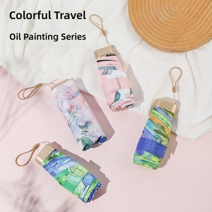 Sombrilla Ultraligera Creativa con Diseño de Pintura al Óleo, Se Plega en Seis Partes, Aleación de Titanio, Protección Solar UPF>50, Compacta, Tipo Cápsula, para Todo Clima, Regalo Publicitario - Product Image 1