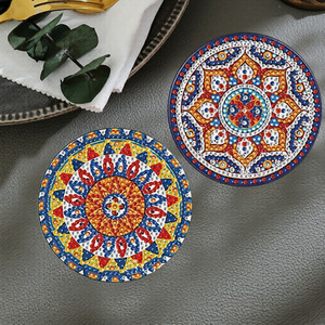 Sous-verres en <span class=keywords><strong>peinture</strong></span> diamantée, 4 pièces, motif Mandala, dessous <span class=keywords><strong>de</strong></span> plat <span class=keywords><strong>de</strong></span> cuisine, décoration <span class=keywords><strong>de</strong></span> maison en bois, protection <span class=keywords><strong>de</strong></span> table QQ045 - Product Image 4
