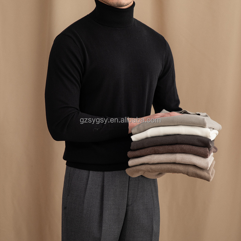 Wholesale High Quality 2025 Autumn New Collar Casual Knitted Warm Bottoming Shirt Solid Color Plus Size Men's Sweaters