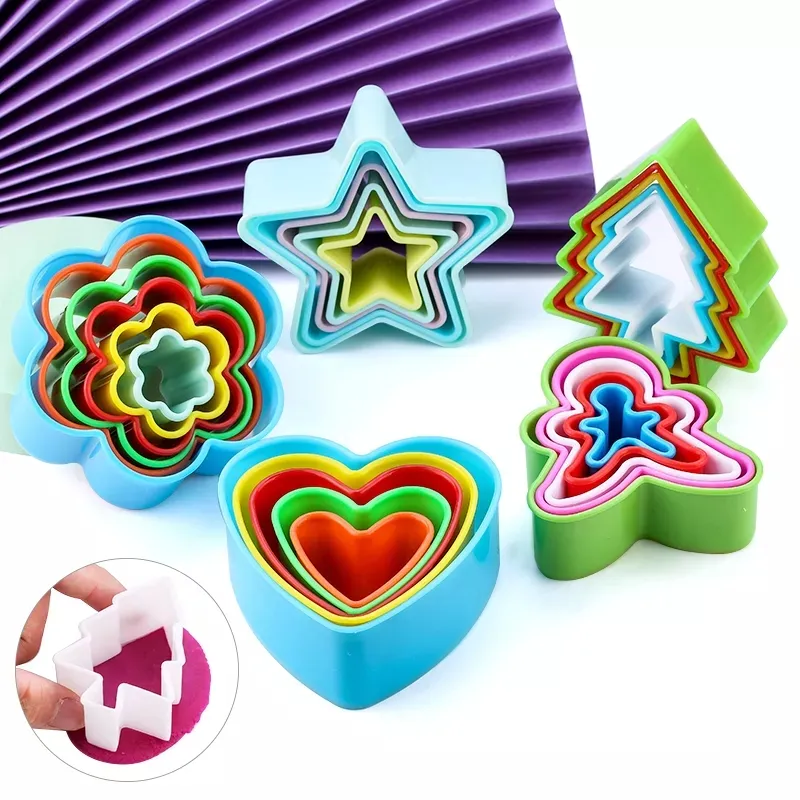 5 pz/set Cookie Cutter albero di natale stampo in plastica Set stantuffo forme per biscotti Cake Decorating strumenti di cottura fai da te