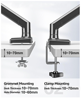 Support double moniteur compatible avec les écrans de 13 à 27 pouces, capacité de charge de 2 à 12 kg, support pour 2 moniteurs