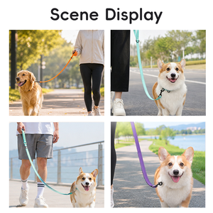 สายจูงสุนัขไนลอนสีม่วงแบบสะท้อนแสงสำหรับฝึกสุนัขเดินและวิ่ง - Product Image 1