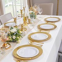 Lot de 25 assiettes de présentation jetables en plastique doré de 12 pouces, parfaites pour les dîners, les mariages et la décoration de table élégante