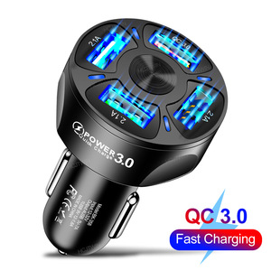 ที่ชาร์จโทรศัพท์มือถือในรถยนต์คุณภาพสูง QC3.0 ชาร์จเร็ว 4 พอร์ต USB สำหรับ iPhone Samsung แท็บเล็ต ชาร์จเร็ว - Product Image 2