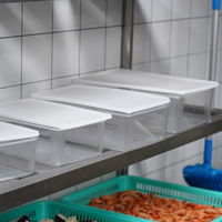 Wadah Penyimpanan Makanan Gastronorm Plastik PC Transparan Komersial Grosir Ramah Lingkungan Tahan Air 5L Tutup Geser Botol Pantry