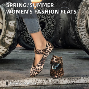 Zapatos Planos de Moda para Mujer, Primavera-Verano, Estilo Coreano con Estampado de Leopardo, Punta Cuadrada, Tacón Bajo, Tallas Grandes, Suela de Goma - Product Image 2