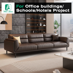 Set di Divano Moderno in Pelle <span class=keywords><strong>e</strong></span> Tavolino da Caffè per Hotel <span class=keywords><strong>e</strong></span> Riunioni Aziendali - Divano a Tre Posti di Lusso Leggero - Product Image 1