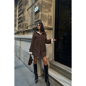 Blazer en cachemire marron à manches longues, tissé, pour femme, taille S, collection automne - Product Image 4