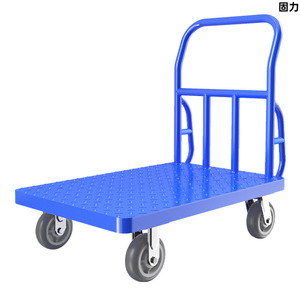 รถเข็นโซลิดฟอร์ซ 70x47 ซม. แผ่นเหล็กชิ้นเดียว สี่ล้อ อุตสาหกรรม สีฟ้า - Product Image 1