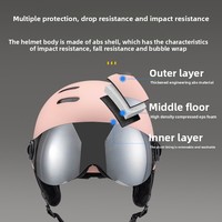 Nouveau Casque de Ski Tout-en-un Unisexe pour Adulte, Lunettes de Neige Intégrées, pour Sports de Plein Air Transfrontaliers, Ski et Snowboard, Chaud et Sûr, Matériau ABS+EPS