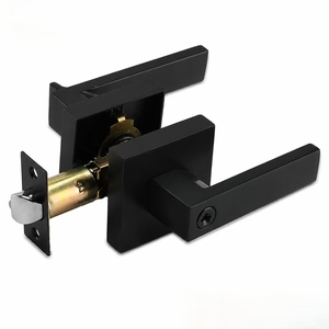 Wholesale Matte Black <b>Square</b> Lever Door Lock Heavy Duty Tubular Privacy Latch for Bedroom Bathroom Reversible Handle - Product Image 1