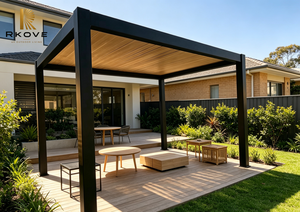 Pergola moderne en aluminium RKOVE avec toit rétractable et pare-soleil pour la vie en plein air dans la cour - Product Image 5