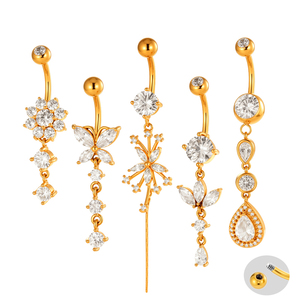 HENGSEN Best seller gioielli di moda per il <span class=keywords><strong>Piercing</strong></span> del corpo in acciaio chirurgico zircone ventre anelli con pendente a <span class=keywords><strong>farfalla</strong></span> <span class=keywords><strong>Piercing</strong></span> all'<span class=keywords><strong>ombelico</strong></span> - Product Image 1