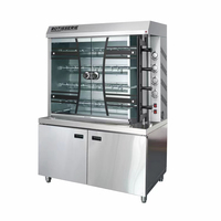 Barbecue rotatif commercial d'extérieur en acier inoxydable à gaz 6 broches avec bouton de commande individuel pour machine à rôtir le poulet