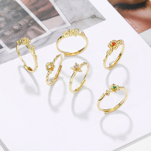 빈티지 스타일 오픈 링 조절 가능 12개월 12월 탄생화 반지 여성용 주얼리 - Product Image 6