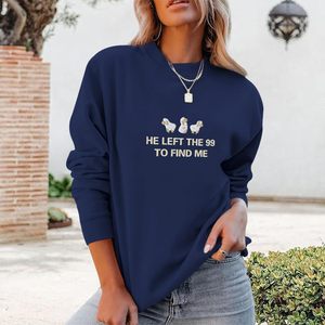 Christian Embroidered Sweatshirt For Women He Left The 99 To <b>Find</b> <b>Me</b> Crewneck Pullover Tops Faith Jesus Design - Product Image 3
