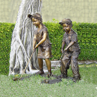 Statue en bronze sur le thème du sport fabriquée à la main, sculpture d'homme et de dame de golf en bronze grandeur nature