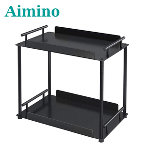 AIMINO OEM Removable Metal Cosmetic Perfume Organizer Holder 2 Tier Bathroom Desktop Countertop Storage Rack For Kitchen