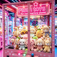 Peluches super douces en gros, animaux en peluche assortis pour machines à pinces et jeux d'arcade, peluches mignonnes avec rembourrage en coton PP