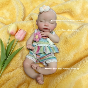 Muñeca <span class=keywords><strong>de</strong></span> <span class=keywords><strong>Silicona</strong></span> Hecha a Mano <span class=keywords><strong>de</strong></span> 33 CM/13 Pulgadas, Bebé Recién Nacida |   Muñeca Reborn Realista con Boca Abrible, Anatómicamente Correcta - Product Image 4