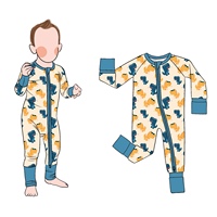Nieuwe Aankomst Luxueus Zachte Bamboe Rits Eendelige Romper Set Voor Baby 'S Op Maat Pyjama Voor Jongens Voor Kinderen