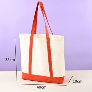 New Style Fashion Eco Friendly Shopping Women Grocery Canvas <b>Tote</b> <b>Bag</b> <b>Pocket</b> Cotton Zipper Closure Long Shoulder Strap Custom - Product Image 5