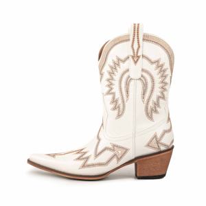 รองเท้าบูทคาวบอยแบบดึงขนาด<span class=keywords><strong>ใหญ่</strong></span>สไตล์ตะวันตกยอดนิยมหัวแหลมรองเท้าบูทหุ้มข้อปักส้นหนาปานกลางน่องผู้หญิงรองเท้าบูทคาวเกิร์ล - Product Image 1