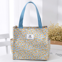 Sac fourre-tout imperméable à imprimé floral à carreaux, taille moyenne, doublure TC, taille personnalisée pour les trajets quotidiens et les repas
