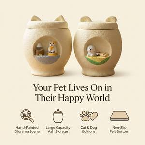 Groothandel Huisdier Gedenkurn van Hars met Miniatuur Scène Hond en Kat Handgeschilderd Opslag As Haar Huisdier Herinneringen Leverancier - Product Image 1