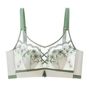 Conjunto de Sujetador Deportivo Sexy con Encaje Floral para Mujer, Talla Grande, Copa 3/4, Tirantes en U, Transpirable, Sin Costuras, Antibacterial, de Secado Rápido - Product Image 6