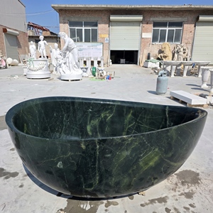Bañeras Ovaladas Modernas de Lujo Hechas a Medida, Exclusivas de Mármol Verde Alpi Verde San Denise, Independientes para Baño, Hotel o Villa - Product Image 4