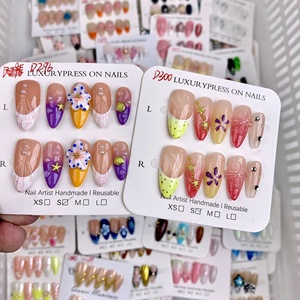 Uñas Postizas Transparentes Hechas a Mano, Forma <span class=keywords><strong>de</strong></span> Almendra, Talladas en Tres Dimensiones, Desmontables, Reutilizables - Product Image 4