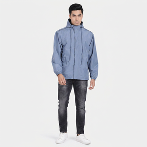 Wholesale High Quality Latest Design <b>Canvas</b> Stand Collar Windproof Hooded Windbreaker <b>Jacket</b> Customized Autumn Wear - Product Image 1