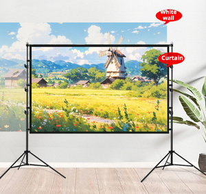 100-Inch 16:9 PVC <strong>Projection</strong> <strong>Screen</strong> Fast-Folding Outdoor Camping and Garden 4K Resolution for Outdoor Cinema Use - Product Image 1
