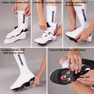 Cubrezapatos <span class=keywords><strong>de</strong></span> <span class=keywords><strong>ciclismo</strong></span> Darevie personalizados impermeables Aero blancos, cubierta <span class=keywords><strong>de</strong></span> zapatos para exteriores, alta elasticidad, 3cm, cubrezapatos <span class=keywords><strong>de</strong></span> bicicleta <span class=keywords><strong>de</strong></span> carretera más cortos - Product Image 5
