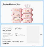Lingettes humides pour bébé, 80 pièces, viscose à base de plantes, écologiques, emballage personnalisé, douces, non tissées, pour le nettoyage des mains et de la bouche, usage quotidien